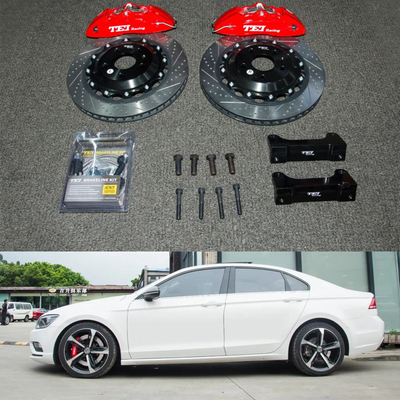 購入 4ピストンレーシングキャリパー VW大ブレーキキット 355*28MM 高炭素ディスクレーシングとブレーキパッド ラマンドのための18インチリーム オンライン製造